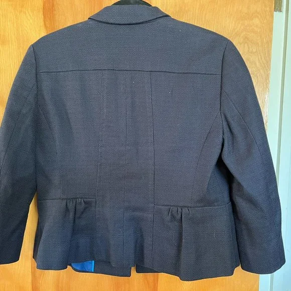 Navy Peplum Cotton Blazer // Ann Taylor Women's Size 10 - Picture 6 of 6